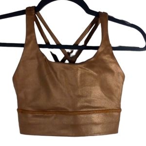 Lululemon Energy Bra Long line Shinny Faux Leather feel Sports